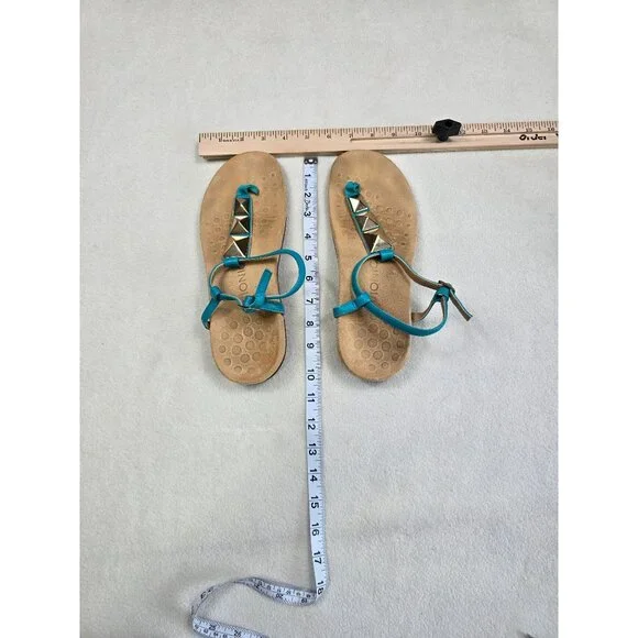 Vionic Womens Turquoise Sandals W/ Gold Pyramid Studs Adjustable Strap Size 8 - Picture 10 of 10